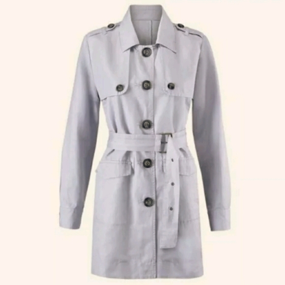 CAbi Jackets & Blazers - Cabi Tanner Grey Thin Button and Belted Trench Coat Top or Jacket Size XS